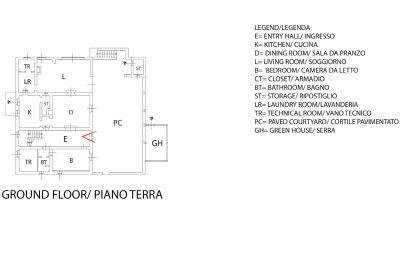 Landhaus kaufen Gaiole in Chianti, Toskana, RIF 3003 Grundriss EG