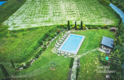 Landhaus kaufen Castiglione d'Orcia, Toskana, RIF 3053 Vogelperspektive Pool