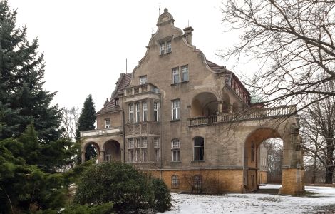 Petershain - Hóznica, Dorfstraße - Schloss Petershain